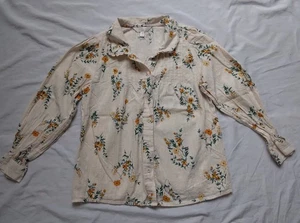 LC Lauren Conrad Floral Button Down Shirt Peter Pan Collar Cottagecore Womens XS - Picture 1 of 15