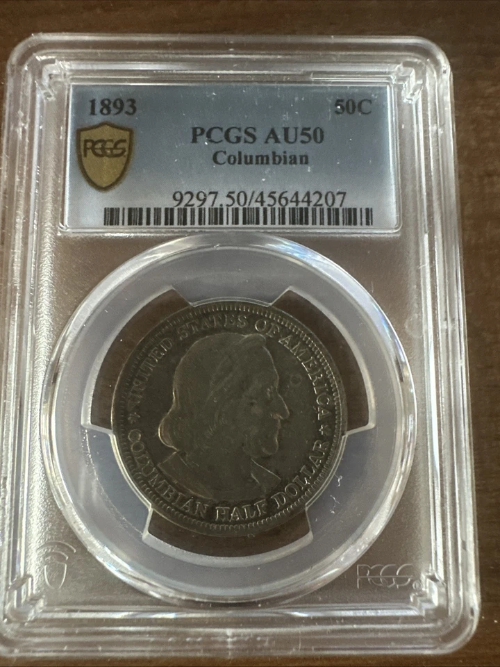 1893 columbian half dollar pcgs AU 50 - Image 1 of 2