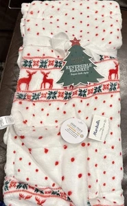 Moderne Baby 30x40 Rentier Wendedecke Winter rote Punkte Weihnachten Urlaub - Bild 1 von 5