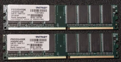 PATRIOT (2x1GB) Kit PSD2G400K DDR1 PC-3200 CL3 PC Memory - Image 1 of 2