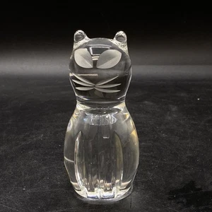 Spode Crystal Clear Cat Figurine Signed Gold Sticker West Germany Vintage - Picture 1 of 8