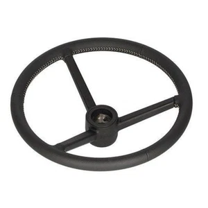 Black Leather Wrapped Steering Wheel Fits John Deere Tractors AL173828 RE282643 - Picture 1 of 8