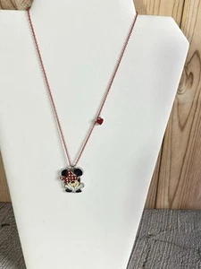 Disney Minnie Mouse Red Black & White Enamel Necklace 18 Inch RED Chain EUC - Picture 1 of 6
