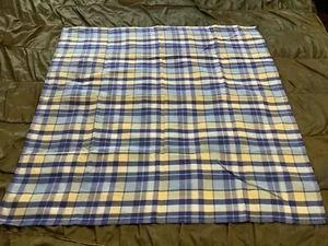 Tablecloth Vintage Blue Yellow & White Square 100% Cotton 92cm x90cm Ex. Cond. - Picture 1 of 4