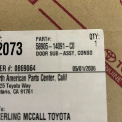 Puerta consola Toyota Supra 1993-1998 LHD descontinuada 58905-14091-CO + etiqueta Foto 1 de 4