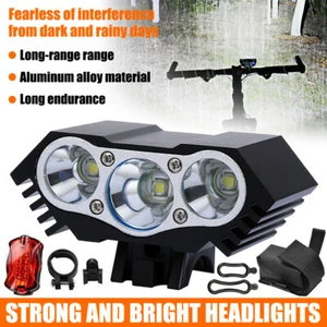 🔥Rechargeable LED Mountain Bike Lights90000LM Bicycle Torch Front Rear Lamp Set - Picture 1 of 14