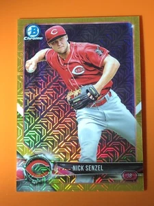 NICK SENZEL 2018 Bowman Chrome Mega Mojo Gold Card #BCP120 09/50 Cincinnati Reds - Foto 1 di 2