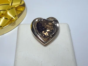 10 kt natürlicher Herzschliff Rauchtopas fett 14 Kt Y/Gold 7,4 g Dia/Anhänger #13178 - Bild 1 von 4