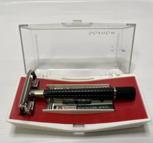 Schick 1965 Double Edge Razor Adjustable Stainless Steel Blades Case & Manual - Picture 1 of 17