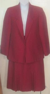 Solos by Koret misses sz 14 burgundy wine Suit jacket & skirt lot Nice Set j91 - Picture 1 of 6