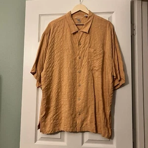 Tommy Bahama Shirt Mens XXL Orange, Button Up Short Sleeve, 100% Silk EUC - Picture 1 of 8