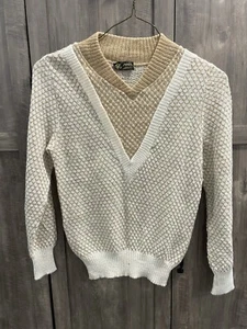 Chewitt Paris France Acrylic Wool Blend Sweater Unisex S/M Vintage Gold/Cream - Picture 1 of 7