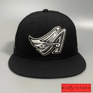 Anaheim LA Angels 50th Anniversary New Era 59Fifty Fitted Black Hat Sz 7 1/8 - Picture 1 of 18