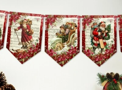 Navidad Bunting Holidays Vintage victoriano Santa Banner Bunting Decoración Foto 1 de 3