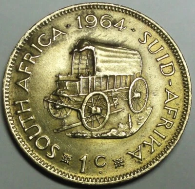 Südafrika 1 Cent 1964  - Postkutsche - vz-st / xf-unc. + Münztasche - Bild 1 von 4