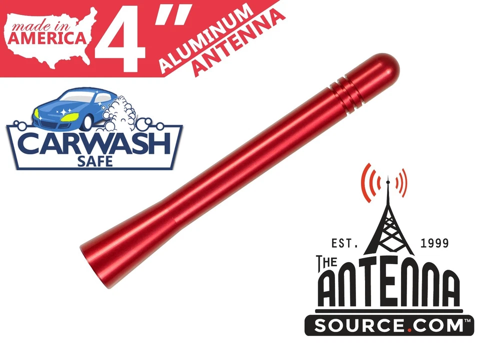 **SHORT**  4" ALUMINUM RED ANTENNA MAST-FITS: 1997-2004 Chevrolet Corvette - Image 1 of 1