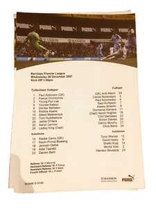 TOTTENHAM HOTSPUR V FULHAM - PREMIER LEAGUE - FOGLIO SQUADRA - 26/12/2007 - Foto 1 di 1