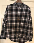 Eddie Bauer Shirt Flannel Mens Large Black Plaid Button Up Long Sleeve Casual