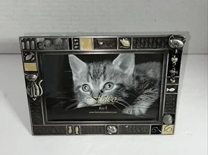 FETCO 2006 MEOW CAT KITTEN PEWTER CREAM BOX PICTURE FRAME HANGNG CHARM ACCENT   - Picture 1 of 7
