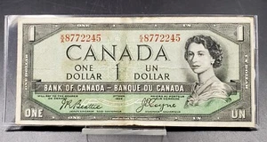 1954 Bank of Canada $1 - Devil's Face Note S/N: K/A8772245 Repeat Serial # - Picture 1 of 5