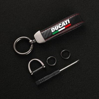 New Ducati Leather Motorbike Motorcycle  Keyring Key Fob Tag V2 V4 Streetfighter - Image 1 of 4