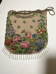 Antike Geldbörse mit Mikroperlen aus Glas um 1900 floral - Bild 1 von 11