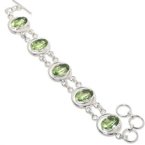VALENTINO Bracciale gioielli in argento sterling 925 fatto a mano con pietre preziose ametista verde misura 7 8"