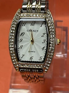 NEW! Rhinestone Bezel Quartz Watch Metal Band Grealy - Picture 1 of 10