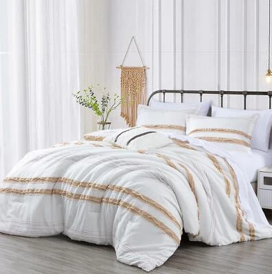 Chezmoi Collection Rana 7 Piezas Boho Clip Jacquard Cama en Bolsa Conjunto de Edredón Foto 1 de 4