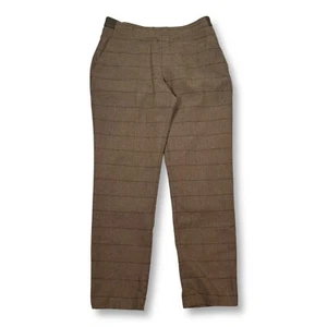 Uniqlo Wool Blend Herringbone Window pane Pants Elastic Waist Brown Womens Med - Picture 1 of 8