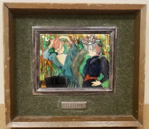 after HENRI de TOULOUSE-LAUTREC VINTAGE COLOR ENAMEL PARIS WOMEN PLAQUE PAINTING - Picture 1 of 3