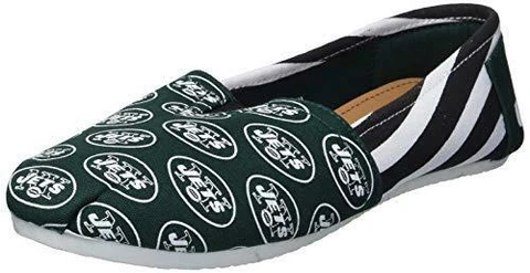 NFL New York Jets Women's Canvas Stripe Shoes, Large (9), Green Cover
