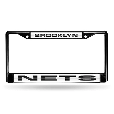 Brooklyn Nets NBA Black Metal Laser Cut License Plate Frame Cover