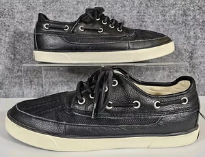 Ralph Lauren Polo schwarz Herren 9 D Bootsschuhe Canvas Zehe mit Lederbesatz Akzenten - Bild 1 von 9