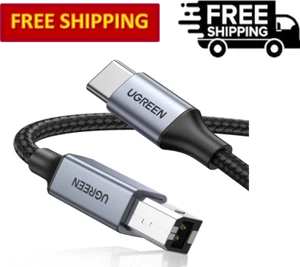 UGREEN USB C to USB B Printer & MIDI Cable, Nylon Braided - Picture 1 of 9