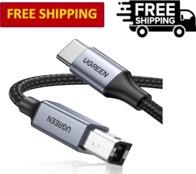 UGREEN USB C to USB B Printer & MIDI Cable, Nylon Braided - Image 1 of 4