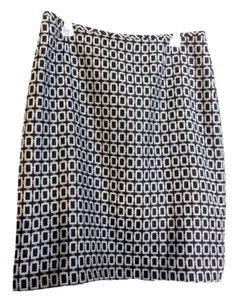Markenlos Damen Rock geometrisches Design schwarz/weiß 12 34/24 gefüttert gebraucht - Bild 1 von 5