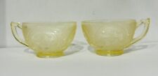 2 Vintage Depression Glass Madrid Canary Yellow Coffee / Tea Cups Anchor Hocking