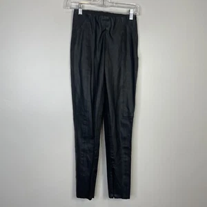 Zara Women's Faux Vegan Leather Skinny Pants Zip Ankle Solid Black Size XS - Picture 1 of 8