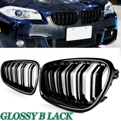 Front Kidney Grill For BMW 5 Series F10/F11 550i 535i 10-16 Glossy Black Grille - Изображение 1 из 4
