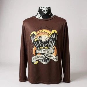 Vintage Ed Hardy by Christian Audigier Größe XXL Herren braun Adler Langarm USA - Bild 1 von 7