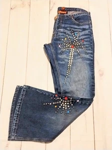 Dollhouse Trashy Y2k Jeans Bedazzled size 9/10 Bejeweled women's blue jeans - Picture 1 of 19