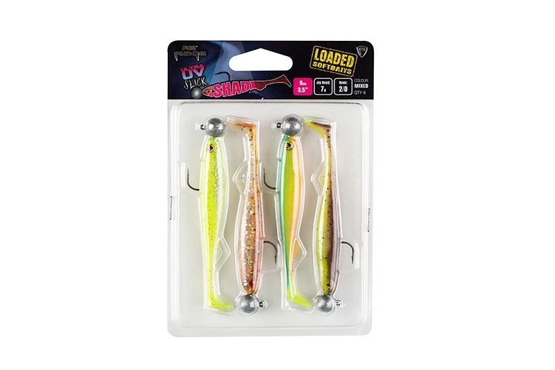 Fox Rage Ultra UV Slick Shad Loaded Lure Pack Mix 2 Jigkopf Bebleite Gummifische - Bild 1 von 1