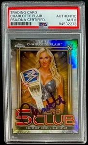 Charlotte Flair Signed 2021 Topps Chrome WWE 5 Timers Club Card PSA DNA Slabbed - Picture 1 of 5