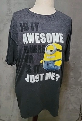 Camisa Minions XL Amarilla Negra Divertida Dibujos Animados Impresionante Lindo Mono Calce Relajado Foto 1 de 4