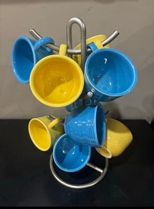 Set of 11 Fiesta Ware Coffee Mugs – 6 Yellow & 5 Turquoise Blue – Homer Laughlin - Picture 1 of 5