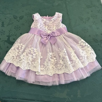 Beautiful Coquette Purple Baby Girl Dress Size 6-9 Months - Image 1 of 4