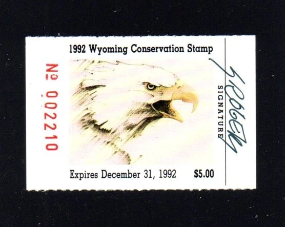 WYOMING   WY9  WILDLIFE CONSERVATION  STAMP  1992 MNH PRISTINE ARTIST SIGNED - Image 1 of 1