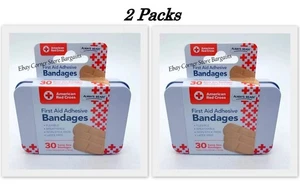 +CRUZ ROJA AMERICANA+ VENDAJES ADHESIVOS DE PRIMEROS AUXILIOS (paquete de 2) cajas de lata de viaje de 30 quilates - Imagen 1 de 2