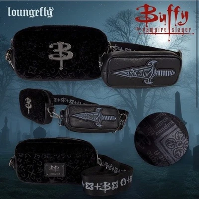 Loungefly Buffy the Vampire Slayer Velvet All-Over Print Sling Crossbody Bag - Image 1 of 4
